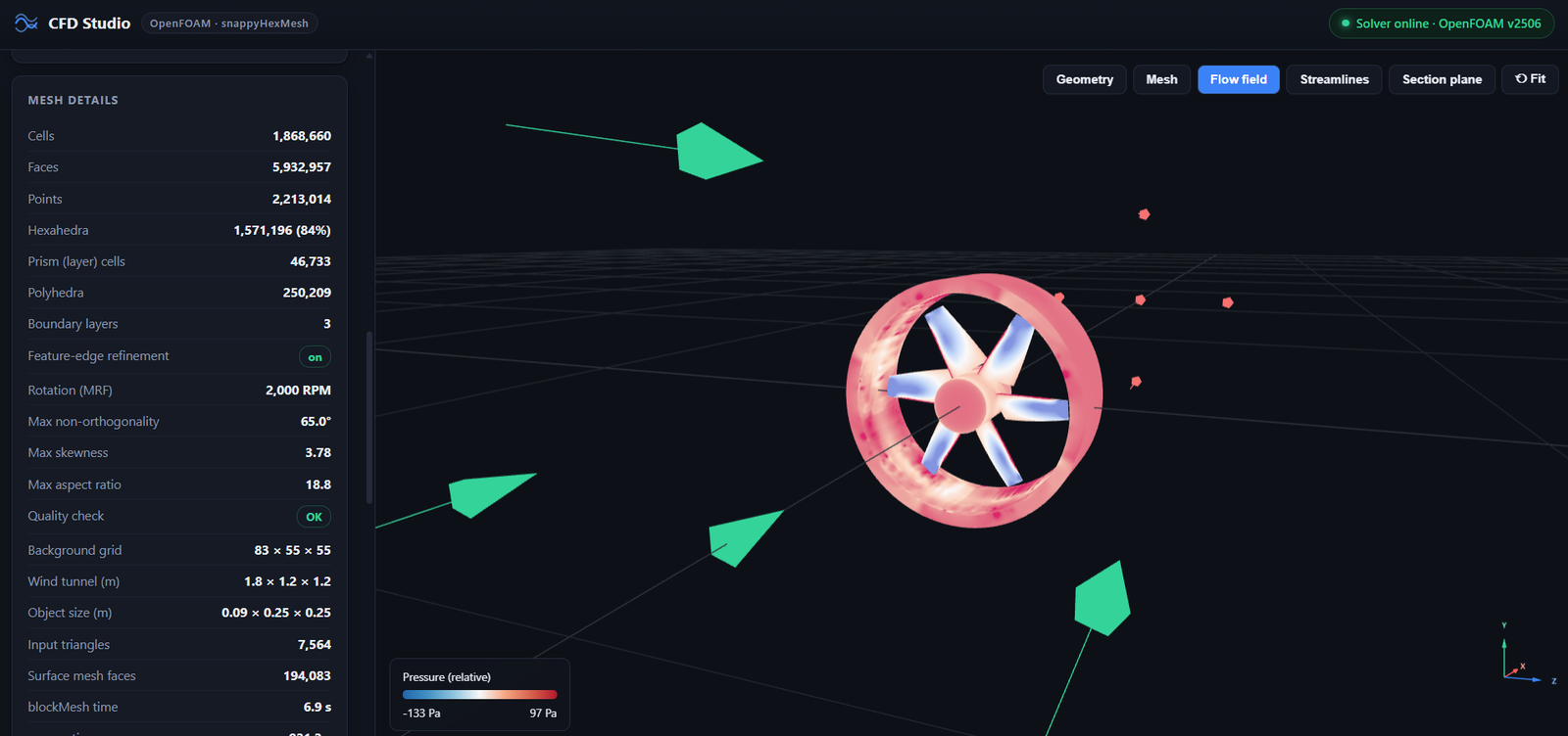 CFD Studio — browser aerodynamics tool