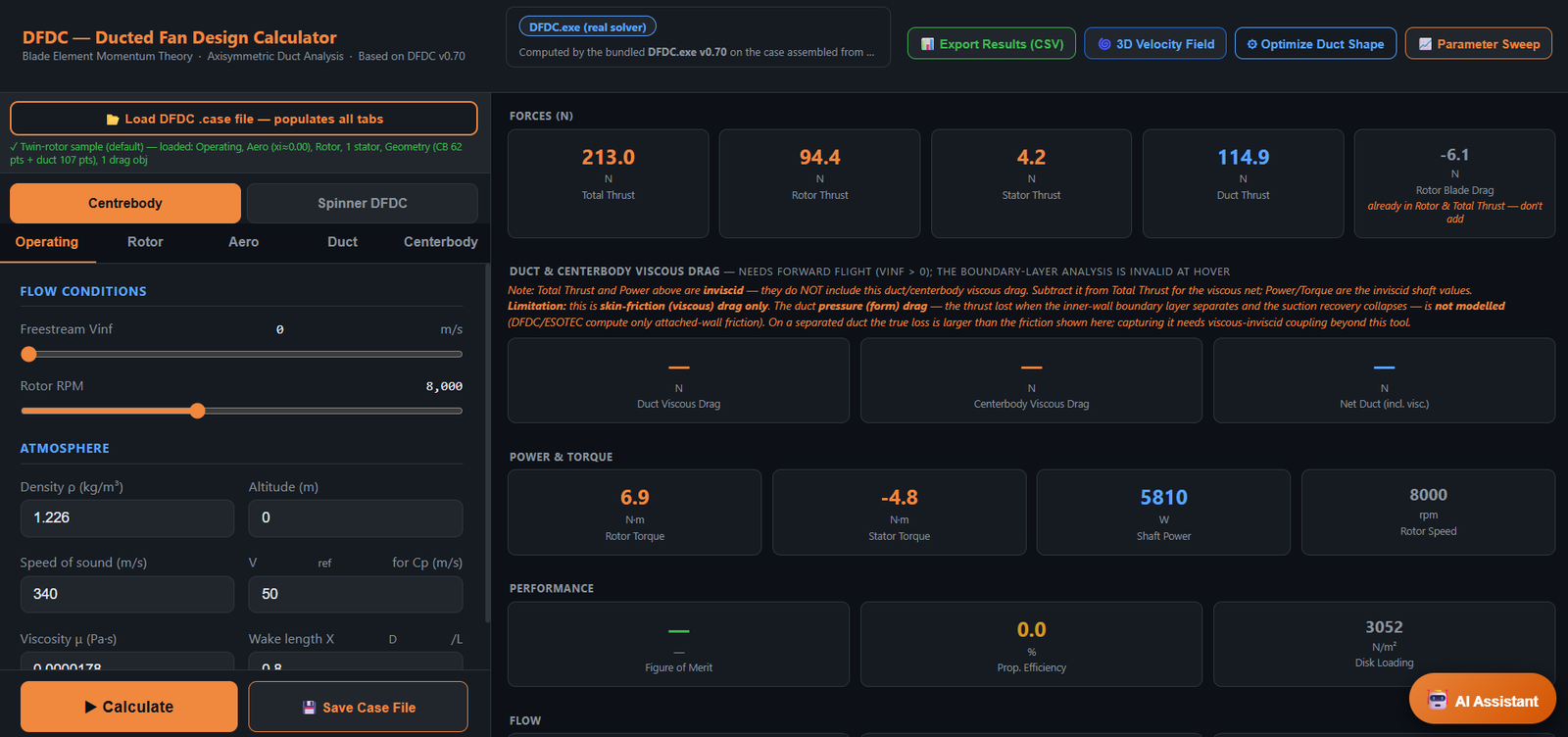 DFDC Cloud — ducted fan design web tool